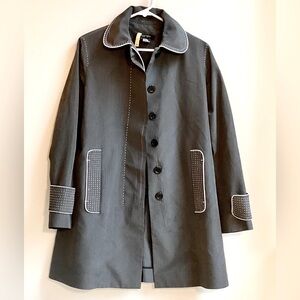 Etcetera woman’s jacket black with white stripe 100% silk trench coat